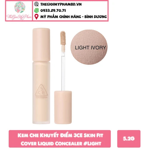 3CE Skin Fit Cover Liquid Concealer Light Ivory